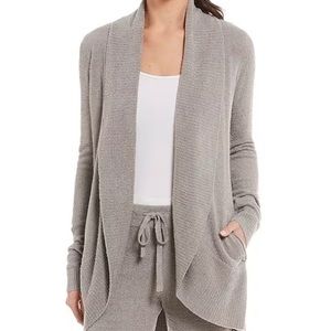 Barefoot Dreams CozyChic Lite cardigan with pockets, color gray skies  Med NWT